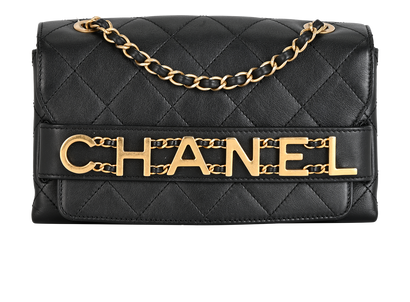 Enchained Logo Flap, &pound;4,100, Handbags, Black, Leather, Front view